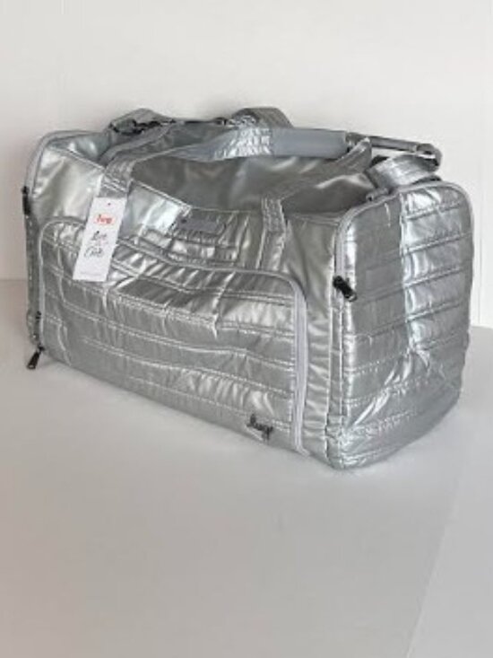 Lug Trolley Duffel Bag Metallic Silver Spacious Travel Bag - Picture 6 of 13